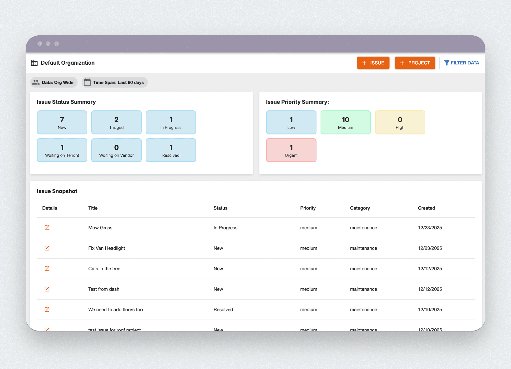 Intelligent Property Management Dashboard Screenshot